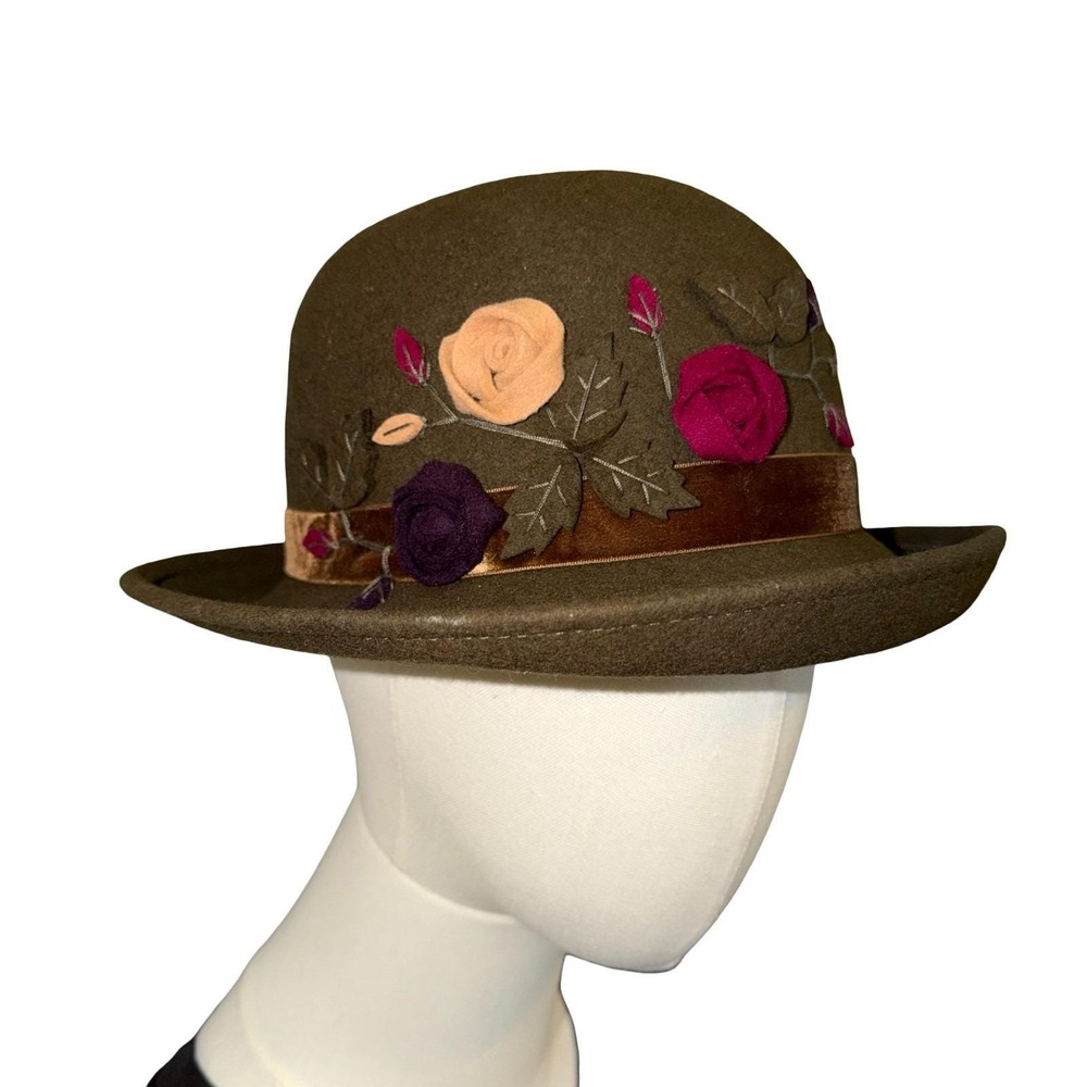 Toucan Collection Vintage Hat Womens Knitted Flower 100% Wool - Picture 6 of 8
